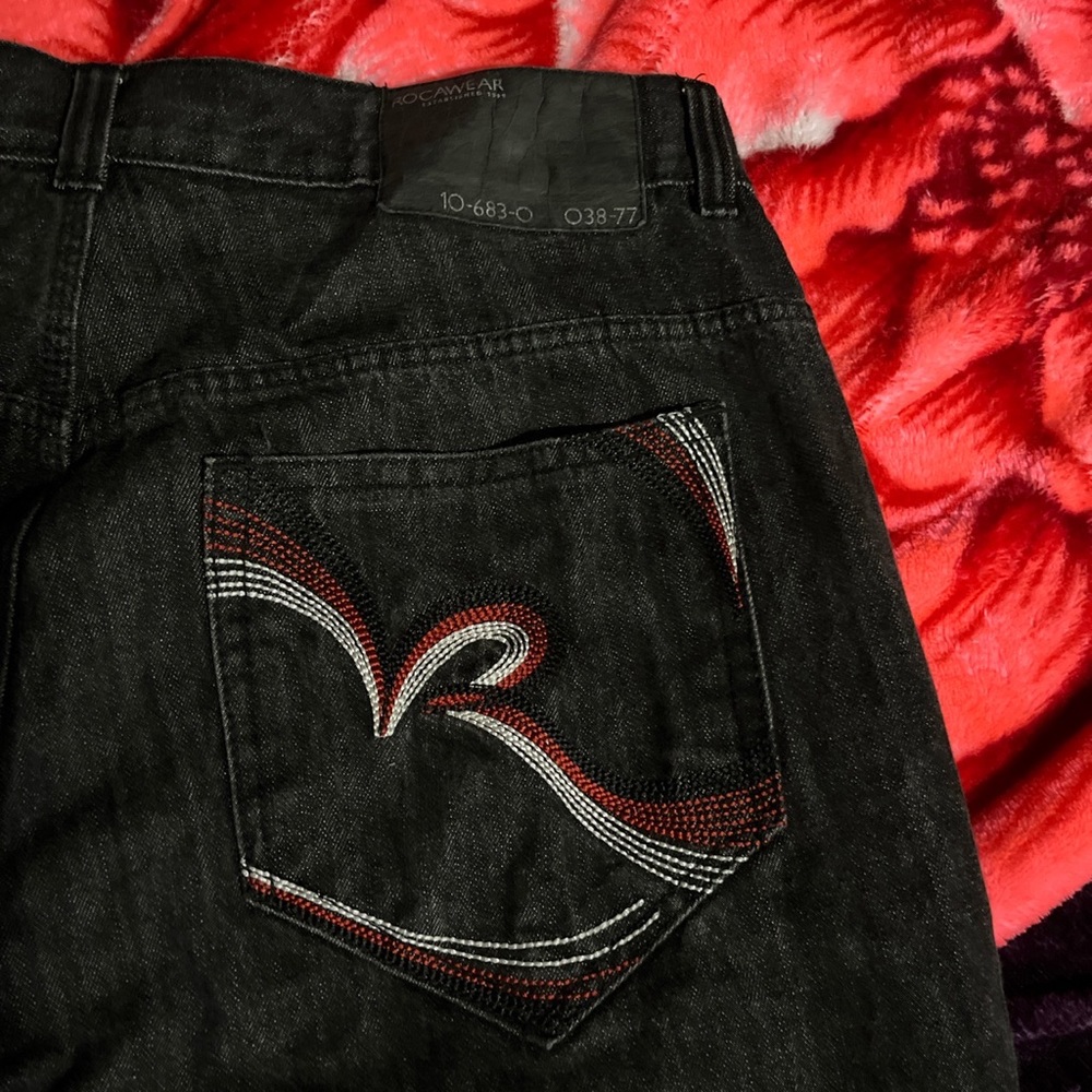 Rocawear red stitch jeans